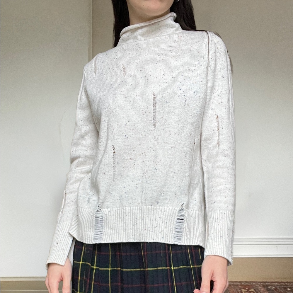 Vintage distressed cotton mock neck